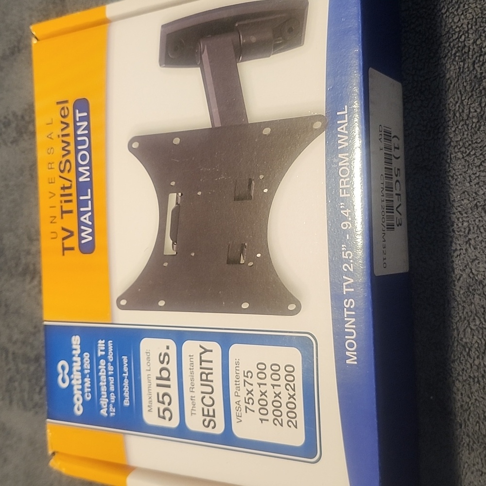 ONN TV Tilt Swivel Wall Mount Black